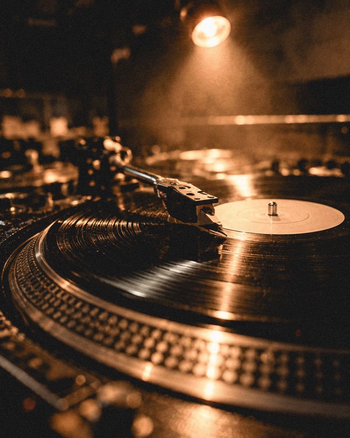 Turntable under a warm spotlight